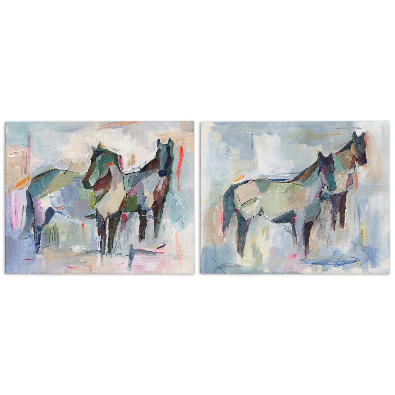 Stupell Industries Ambiguous Horse Visages 2pc Canvas Wall Art Set Design by Ethan Harper